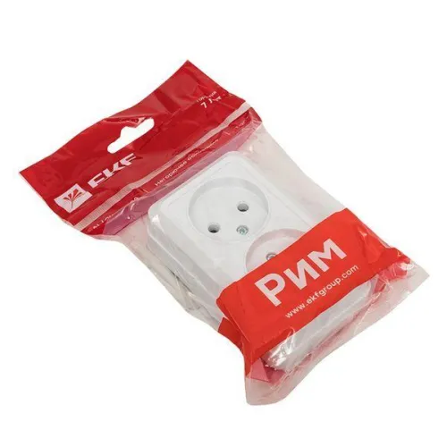 Розетка 2-м ОП Рим 10А IP20 без заземл. бел. EKF ENR10-102-10 фото 3