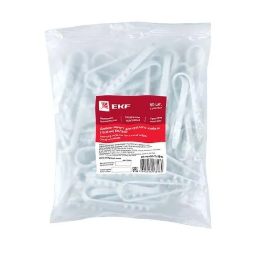 Дюбель-хомут d11-18мм для круглого кабеля бел. (уп.50шт) PROxima EKF plc-ncs50-11x18w фото 3