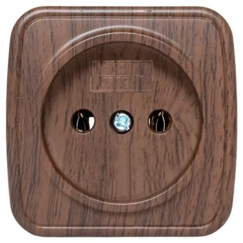 Розетка 1-м ОП Минск 10А IP20 без заземл. темн. дерево EKF EGR10-022-40 фото 3