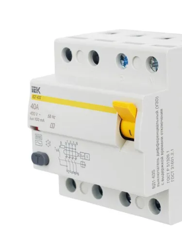 Выключатель дифференциального тока (УЗО) 4п 40А 100мА тип ACS ВД1-63S KARAT IEK MDV12-4-040-100 фото 10
