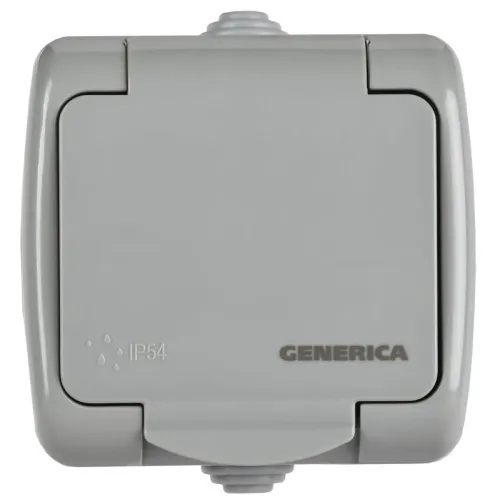 Розетка 1-м ОП AQUATIC РСш12-2-А 16А IP54 с заземл. с крышкой GENERICA ERA12-K03-16-54 фото 2