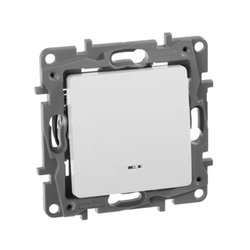 Переключатель 1-кл. СП Etika Plus 10А IP20 250В 10AX с подсветкой безвинтов. зажимы механизм бел. IEK 672215