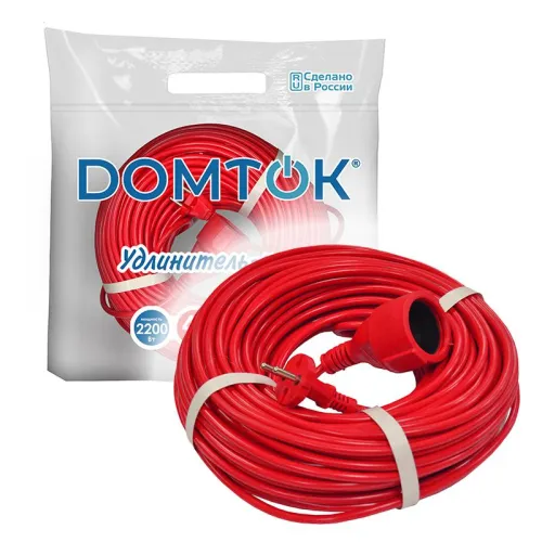 Удлинитель-шнур 1х40м без заземл. 10А IP20 2.2кВт ПВС 2х1 DOMTOK 2491 фото 3