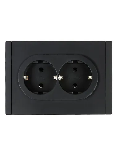 Розетка 2-м СП FORTE&PIANO FP124 16А с заземл. без защ. шторок безвинт. крепл. черн. IEK FP-R21-16-1-K02 фото 2