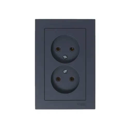 Розетка 2-м СП AtlasDesign 16А IP20 без заземл. в сборе грифель SE ATN000720 фото 3