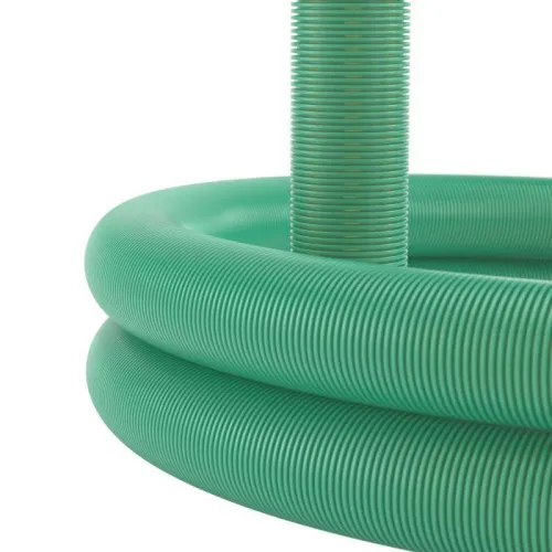 Труба гофрированная двустенная ПНД гибкая дренажная d200мм без фильтра SN6 перфорация 360град. зел. (уп.35м) DKC 140920 фото 2