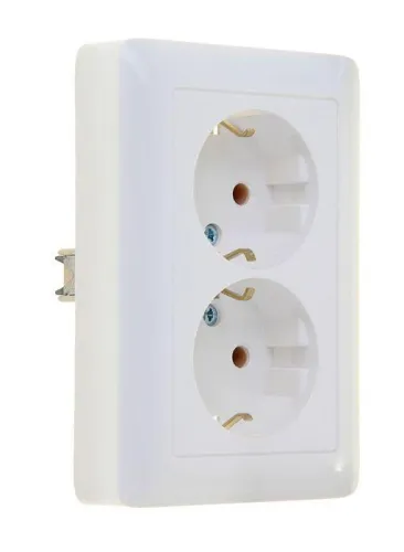 Розетка 2-м СП Хит 16А 250В с заземл. без защ. шторок бел. SE RS16-236-B фото 2