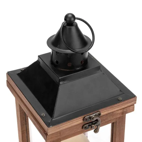 Фонарь декоративный со свечкой корпус из дерева размер 14х14х35cм тепл. бел. Neon-Night 513-075 фото 4