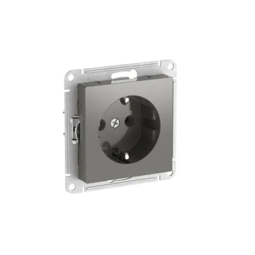 Розетка AtlasDesign 16А с заземл. быстрозажим. клем. механизм сталь SE ATN000943S