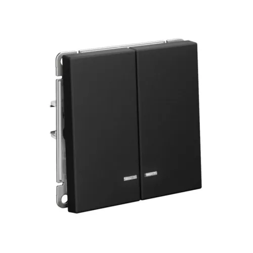 Выключатель 2-кл. ArtGallery (сх. 5а) 10AX с подсветкой быстрозажим. клем. механизм карбон SE GAL001053S фото 3