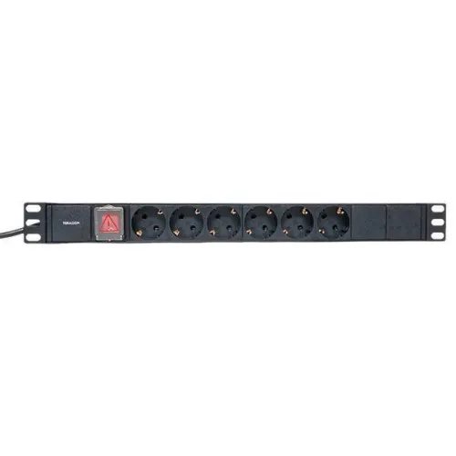 Блок PDU TERACOM 19дюйм 1U 16А/250В 6 роз. Schuko с выключат. шнур 2м 3х1.5кв.мм вилка Schuko корпус пластик черн. EKF TRC-HPD-LS-16A-6SH-2MSH фото 4