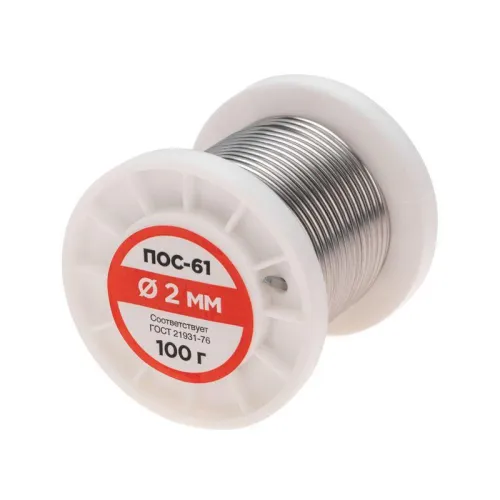 Припой катушка ПОС-61 без канифоли (d2.0мм 100гр) Rexant 09-3123 фото 4