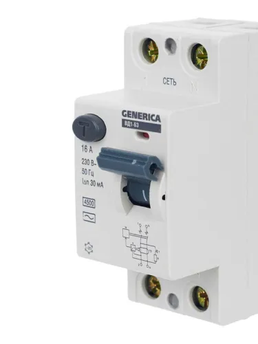 Выключатель дифференциального тока (УЗО) 2п 16А 30мА тип AC ВД1-63 GENERICA MDV15-2-016-030 фото 9