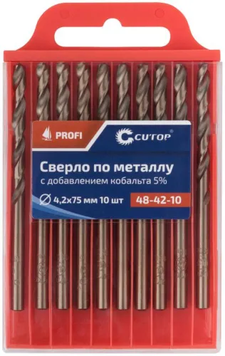 Набор сверл по металлу Profi 4.2х75мм с кобальтом 5проц. (уп.10шт) Cutop 48-42-10 фото 3