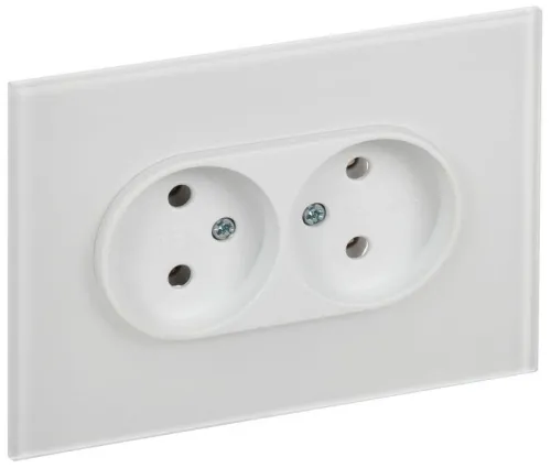 Розетка 2-м SKANDY 10А без заземл. без защ. шторок для плоской вилки SK-R03W арктич. бел. IEK SK-R20-10-K01