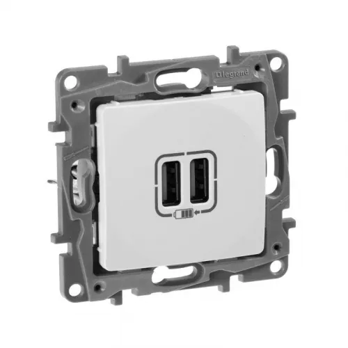 Розетка USB 2-м СП 2мод. Etika 240В/5В 2400мА механизм бел. Leg 672294 фото 5