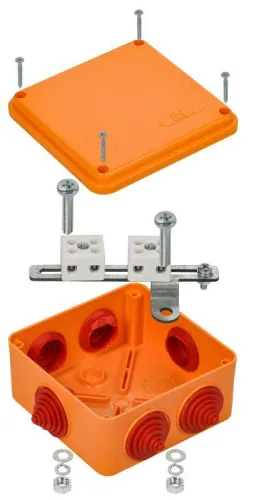 Коробка распаячная огнестойкая ПС 100х100х50 4P 4кв.мм IP55 6 вводов IEK UKF30-100-100-050-4-4-09 фото 2