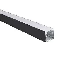 Профиль накладной PAL 3535-BLACK (комплект 2м 2глухих заглушки рассеиватель матов. 4клипсы крепежных) 2м анод. Pro JazzWay 5059054