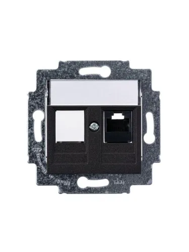 Розетка компьютерная Levit RJ45 кат.5E с заглушкой антрацит ABB 2CHH295117A6063 фото 2