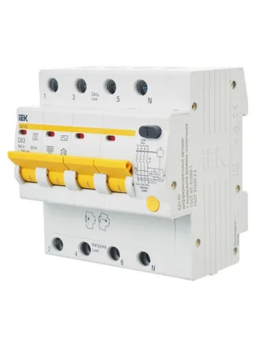 Выключатель автоматический дифференциального тока селективный 4п 63А 300мА тип AC АД14S KARAT IEK MAD13-4-063-C-300 фото 11