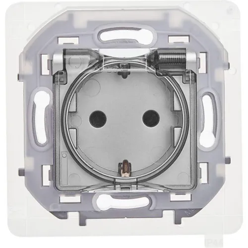 Розетка 1-м СП Inspiria 16А IP44 250В 2P+E защ. шторки с крышкой немецк. стандарт механизм алюм. IEK 673742 фото 2