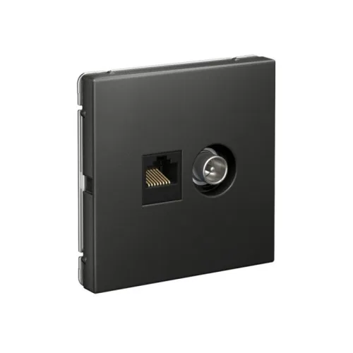 Розетка компьютерная + телевизионная 2-м ArtGallery RJ45 + TV кат.5E базальт SE GAL001489 фото 2