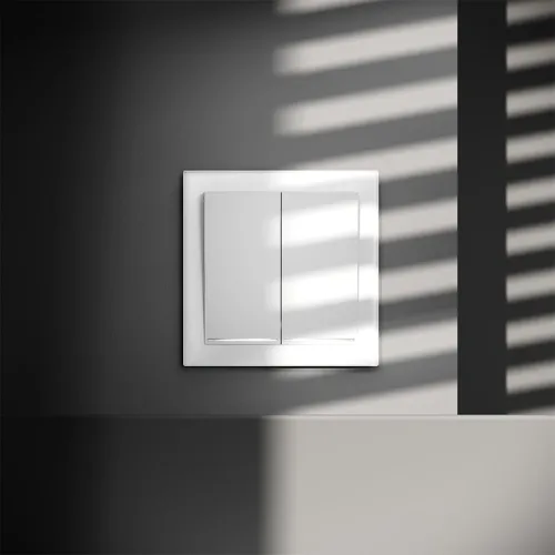 Выключатель 2-кл. СП S70 10А с подсветкой механизм бел. матов. Voltum VLS020202 фото 3