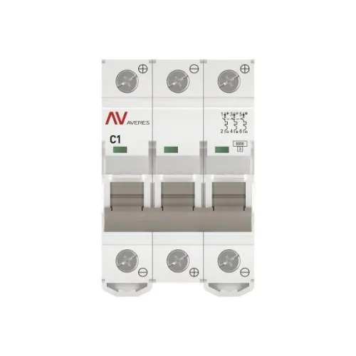 Выключатель автоматический модульный 3п C 1А 6кА AV-6 AVERES EKF mcb6-DC-3-01C-av фото 2