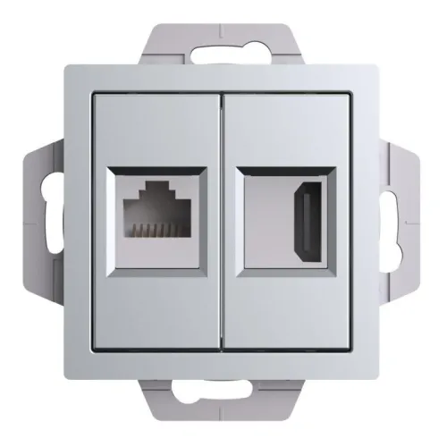 Розетка 2-м AtlasDesign HDMI+RJ45 кат.5E механизм алюм. SE ATN000382 фото 3
