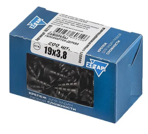 Саморез гипсокартон-дерево 3.8х19 (коробка) (уп.200шт) Tech-Krep/Zitar 102119 фото 2