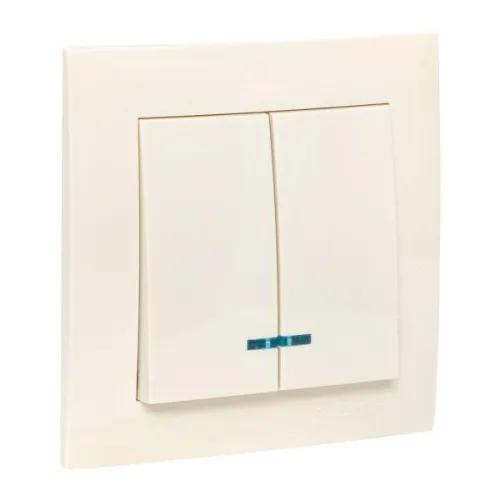 Выключатель 2-кл. СП Валенсия 10А IP20 с индикатором крем. PROxima EKF EWV10-123-20 фото 5