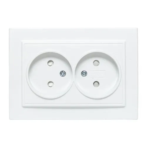 Розетка 2-м СП Минск 10А IP20 без заземл. защ. шторки бел. Basic EKF ERR10-102-100