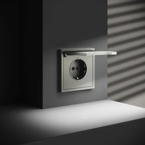 Розетка 1-м СП S70 16А с заземл. защ. шторки + крышка механизм сталь Voltum VLS040305 фото 6