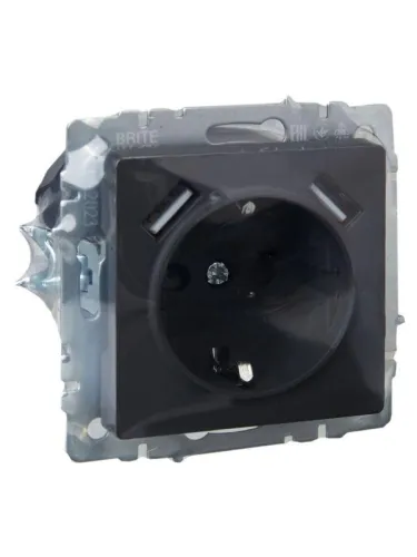 Розетка BRITE РЮш10-2-БрГ 16А с USB A+A 3.1А с заземл. защ. шторки механизм графит IEK BR-R14-16-U21-D31-K53 фото 5