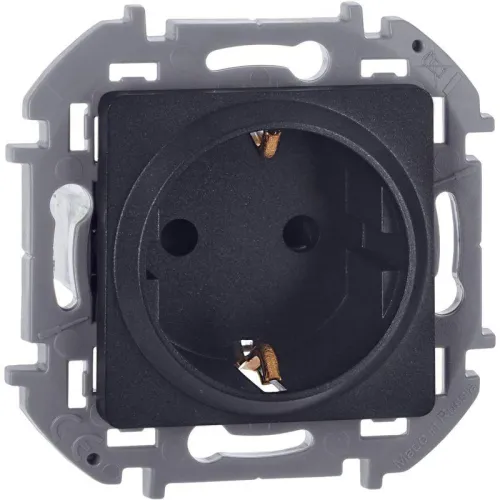 Розетка 1-м СП Inspiria 16А IP20 250В 2P+E защ. шторки немецк. стандарт механизм антрацит IEK 673733