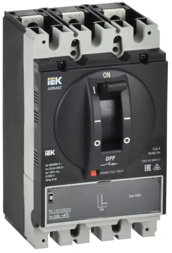 Выключатель автоматический в литом корпусе 3п A 50кА 125А расцепитель электромагн. регулируемый ARMAT IEK AR-MCCB-3A-050-0125A-MTUC