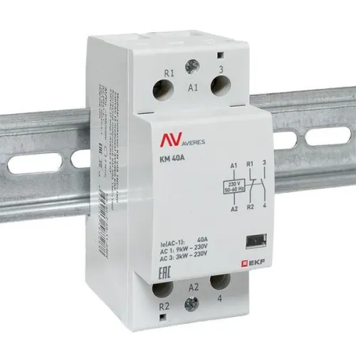 Контактор модульный КМ 40А 1NC+1NO 230В AC (2 мод.) AVERES EKF km-av-2-40-11-230V фото 8