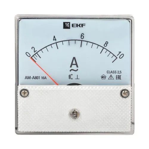 Амперметр аналоговый AM-A801 на панель 80х80 кругл. вырез 10А прям. подкл. EKF am-a801-10/ama-801-10 фото 2