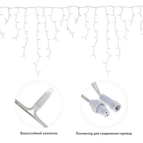 Гирлянда светодиодная "Айсикл" (бахрома) 5.6x0.9м 240LED син. 230В P67 эффект мерцания провод каучук бел. 2.3мм I нужен шнур 315-001 Neon-Night 255-263 фото 2