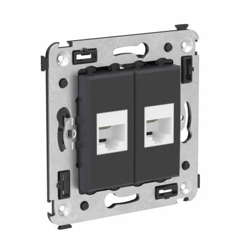 Розетка телефонная 2-м СП Avanti "Черный матовый" RJ12 без шторок механизм DKC 4412614 фото 3