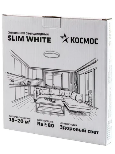 Светильник светодиодный SLIM WHITE 38Вт 6500К IP40 2700лм 230В 400х25мм КОСМОС KSlim38w_W6500K фото 2