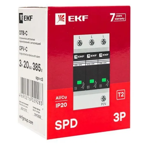 Ограничитель перенапряжения имп. ОПВ-C/3P 20кА 400В EKF opv-c3 фото 9