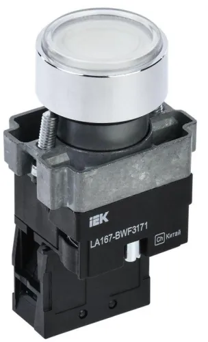 Кнопка LA167-BWF3171 d22мм RC 1НО с подсветкой бел. KARAT IEK BBT20-BWF3171-1-12-67-K01
