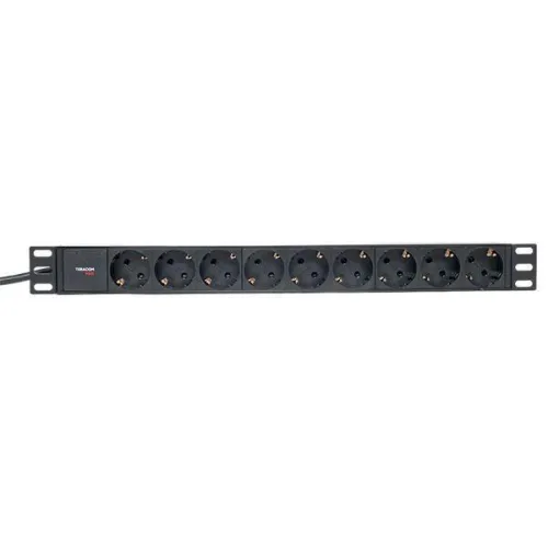 Блок PDU TERACOM PRO 19дюйм 1U 16А/250В 9 роз. Schuko шнур 2м 3х1.5кв.мм вилка Schuko корпус пластик черн. EKF TRP-HPD-PL-16A-9SH-2MSH фото 2