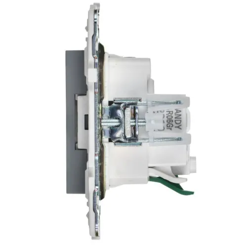 Розетка SKANDY 16А с заземл. защ. шторки безвинт. крепл. SK-R06Gr сер. IEK SK-R14-16-1-K03 фото 3