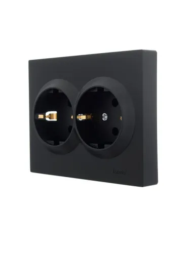 Розетка 2-м СП VESNA с заземл. ПБТ черн. бархат LEZARD 742-4200-127B фото 2