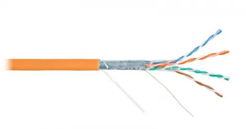 Кабель витая пара F/UTP кат.5e 4х2х24AWG solid LSZH оранж. (уп.305м) NIKOLAN NKL 2200C-OR