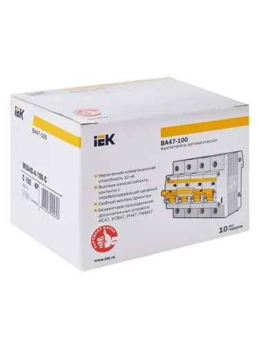 Выключатель автоматический модульный 4п C 100А 10кА ВА47-100 KARAT IEK MVA40-4-100-C фото 10