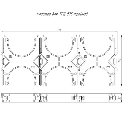 Кластер тройной двухсторон. для двустен. труб d75мм Промрукав PR13.02579 фото 2
