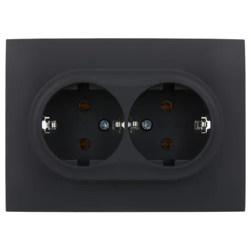 Розетка 2-м SKANDY 16А с заземл. без защ. шторок в сборе SK-R08G графит IEK SK-R21-16-K53-F фото 3